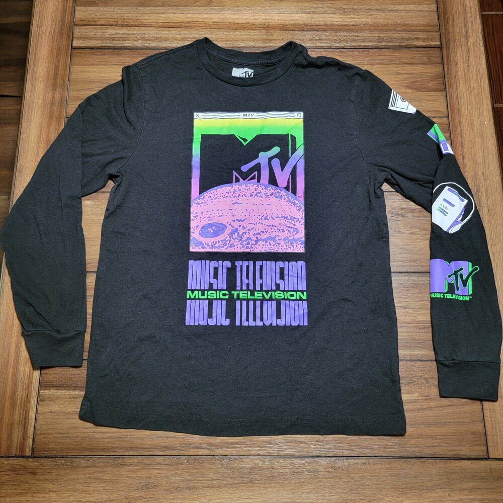 MTV LS Black Unisex Tee Moon Classic - Size Medium